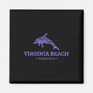 Imán Virginia Beach Virginia Colorful Dolphin Vacation