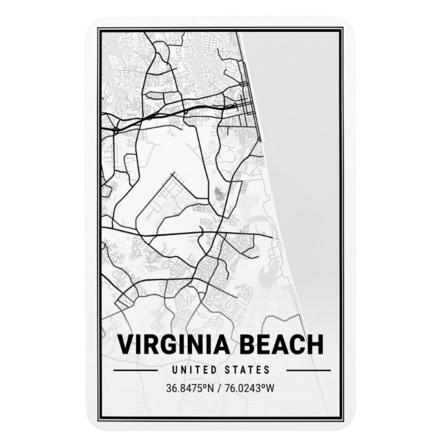 Imán Virginia Beach Virginia USA Travel City Map (Vertical)