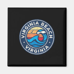 Imán Virginia Beach Virginia Va Vintage Nautical Waves