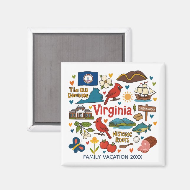 Imán Virginia Family Trip Keepsake Personalized (Anverso/Reverso)
