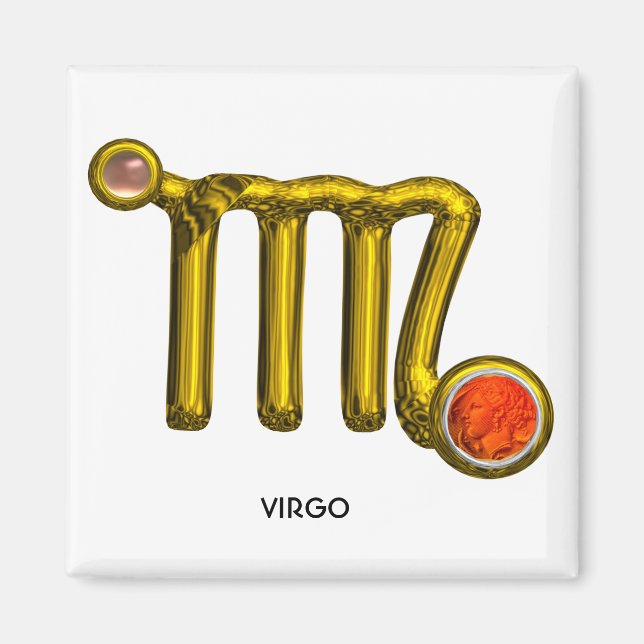IMÁN VIRGO / NARANJA DE ORO AGATE ZODIAC RÓTULO JEWEL (Frente)
