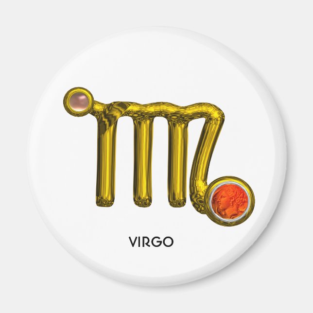 IMÁN VIRGO / NARANJA DE ORO AGATE ZODIAC RÓTULO JEWEL (Frente)