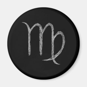 Imán Virgo. Rótulo Astrológico Zodiaco.Negro
