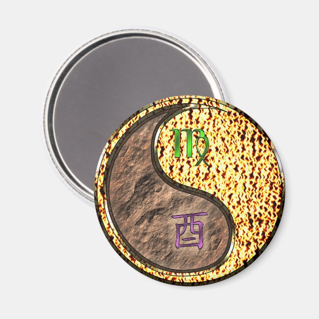 Imán Virgo y Gallo de Fuego (Anverso/Reverso)