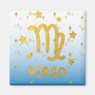 Imán Virgo Zodiac Blue and Gold Magnet