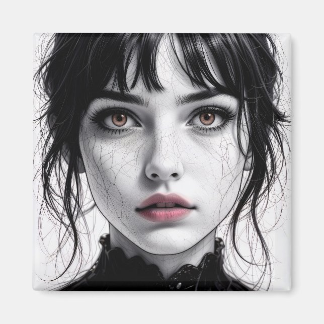 Imán Visage de porcelaine regard d'âme fêlée.  (Frente)
