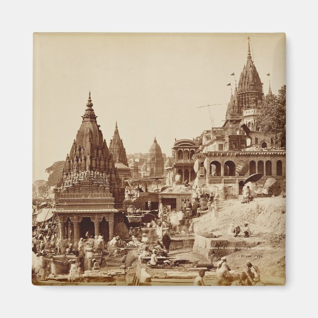 Imán Vishnu Pud y otros templos, Benares (foto sepia) (Frente)
