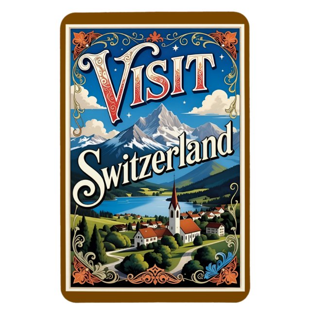 Imán Visit Switzerland travel poster, (Vertical)