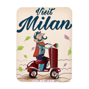 Imán Visita el cartel de viaje vintage de dibujos anima
