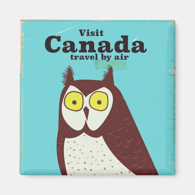 Imán Visita el póster del búho de Canadá (Frente)