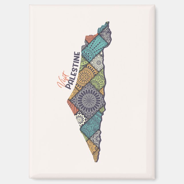 Imán Visita Palestina: Patrimonio dentro del mapa (Anverso)