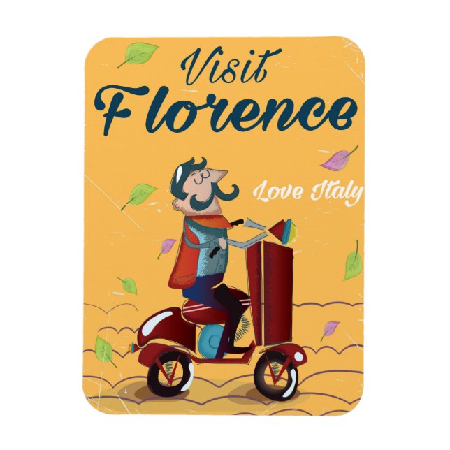 Imán Visite el afiche de Florencia para viajar en scoot (Vertical)