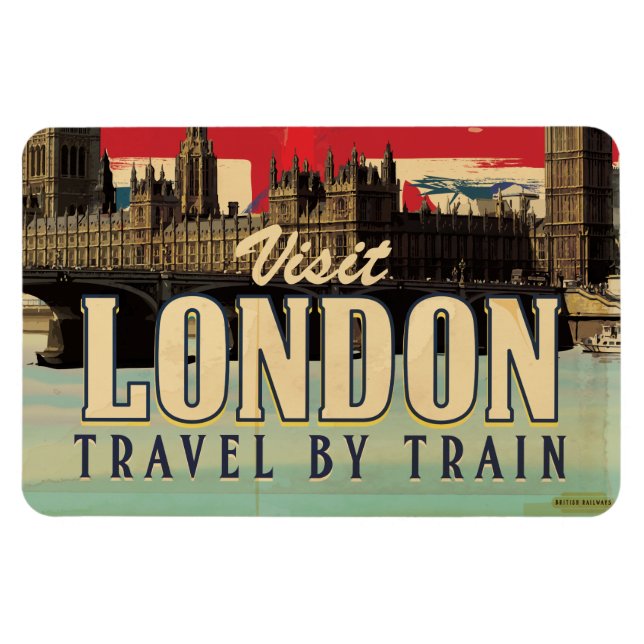Imán Visite el afiche de la época de Londres (Horizontal)