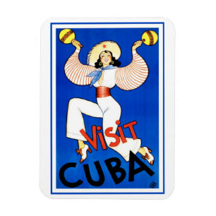 Imán Visite La Habana, Cuba, cartel vintage de viaje Ma
