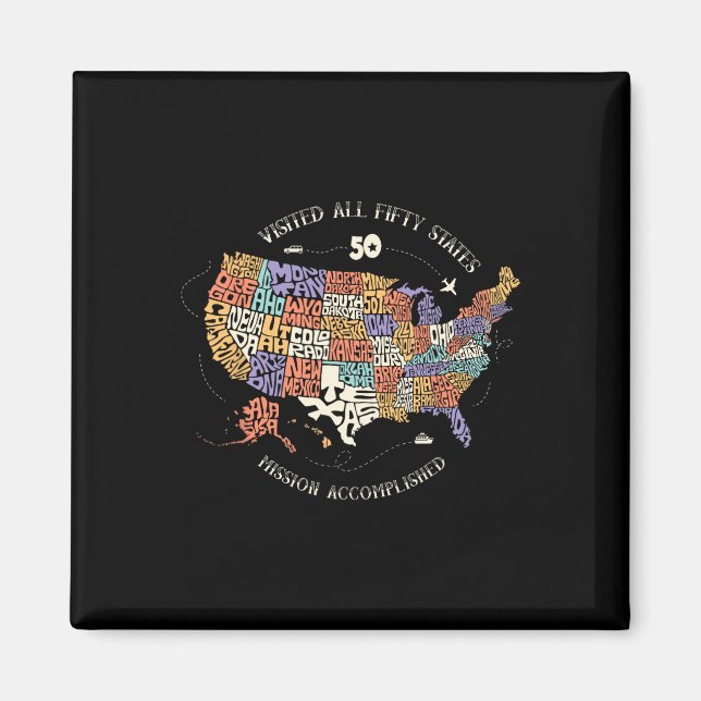 Imán Visitó El Mapa De Los 50 Estados De Ee.Uu. (Frente)