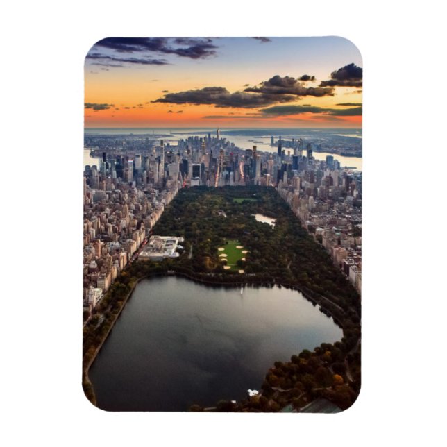 Imán Vista aérea de Central Park al atardecer (Vertical)