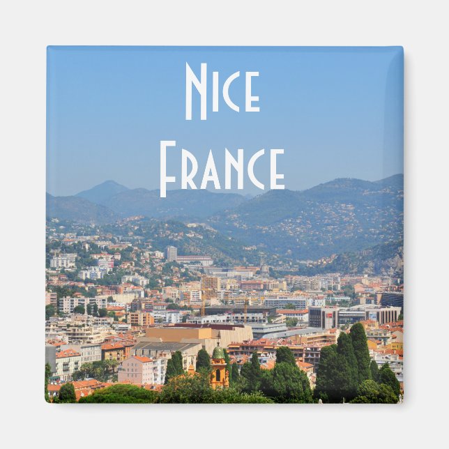 Imán Vista aérea de la ciudad de Niza en Francia (Frente)