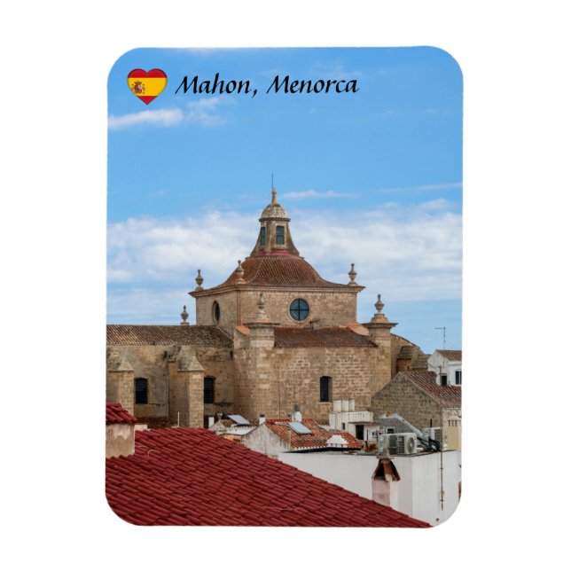 Imán Vista aérea de la iglesia de Carmen - Mahón, Menor (Vertical)