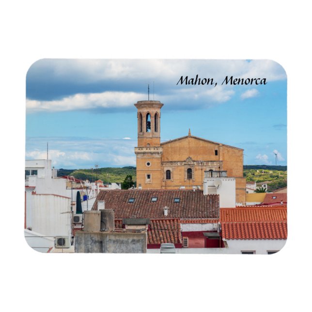 Imán Vista aérea de la iglesia de Santa María - Mahón,  (Horizontal)