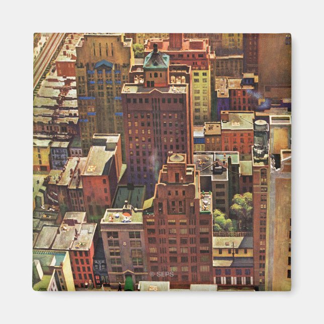Imán Vista aérea de Nueva York por John Falter (Frente)