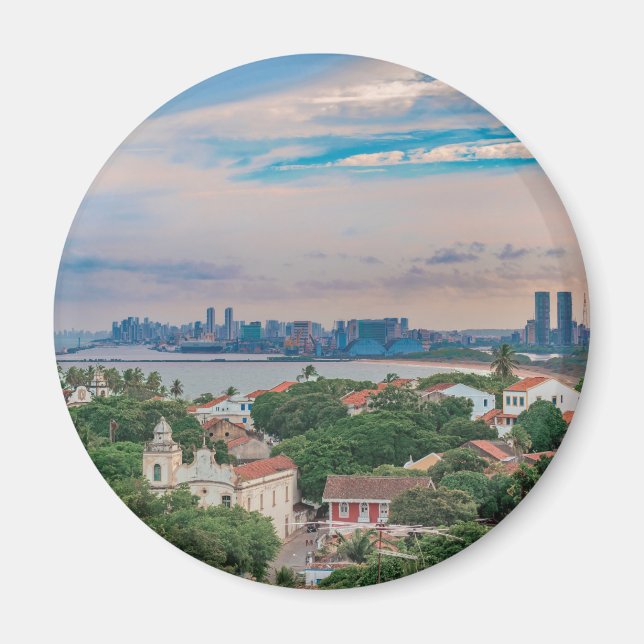 Imán Vista aérea de Olinda y Recife Pernambuco Brasil (Frente)