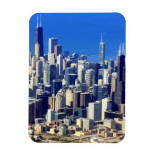 Imán Vista aérea del centro de Chicago con lago