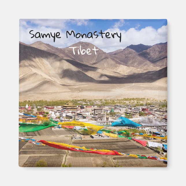 Imán Vista aérea del monasterio de Samye - Tíbet, Asia (Frente)