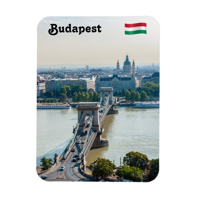 Imán Vista aérea del Puente de las Cadenas - Budapest (Vertical)