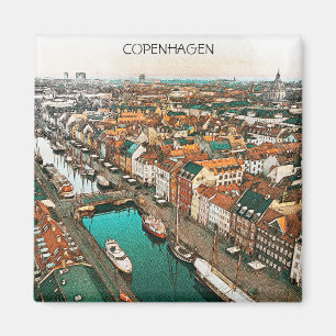 Imán Vista de ciudad de Dinamarca en Copenhague