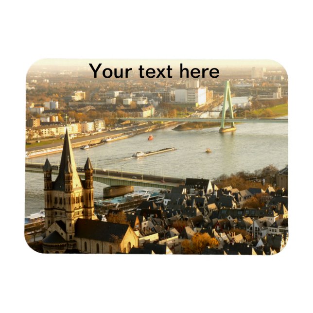 Imán Vista de Colonia desde la foto de la catedral (Horizontal)