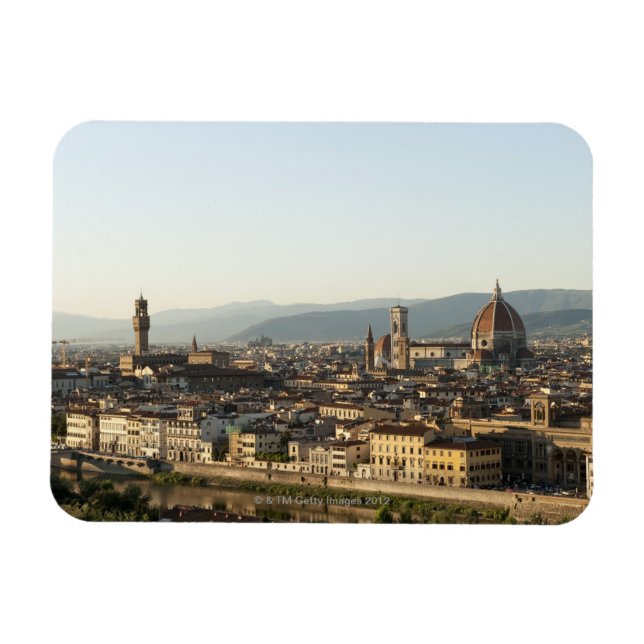 Imán vista de florencia con río Arno, Duomo, Ponte (Horizontal)