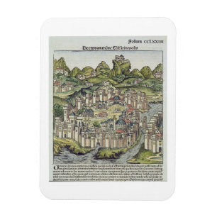 Imán Vista de la ciudad amurallada de Constantinopla, d