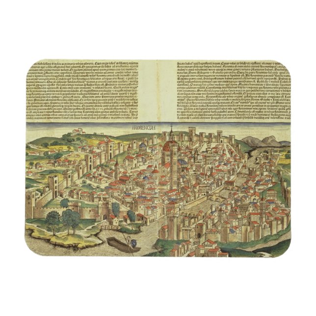 Imán Vista de la ciudad amurallada de Florencia, desde  (Horizontal)