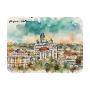 Imán Vista de la ciudad de Chisinau Moldavia Pintura Ac