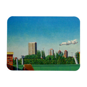 Imán Vista de la ciudad de enlatado