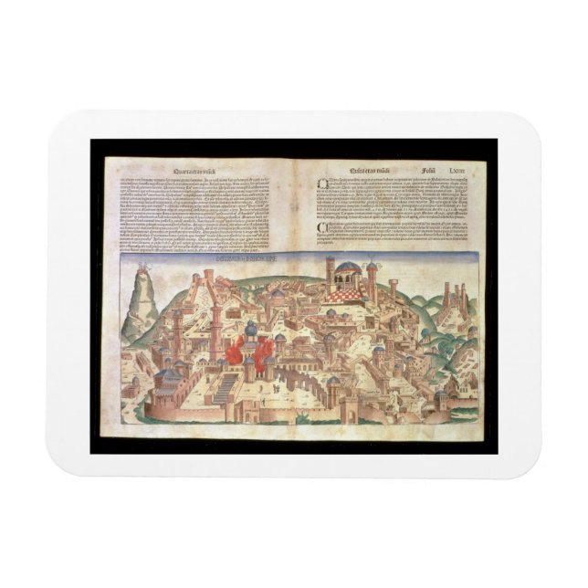 Imán Vista de la ciudad de Jerusalén, desde el Nurember (Horizontal)