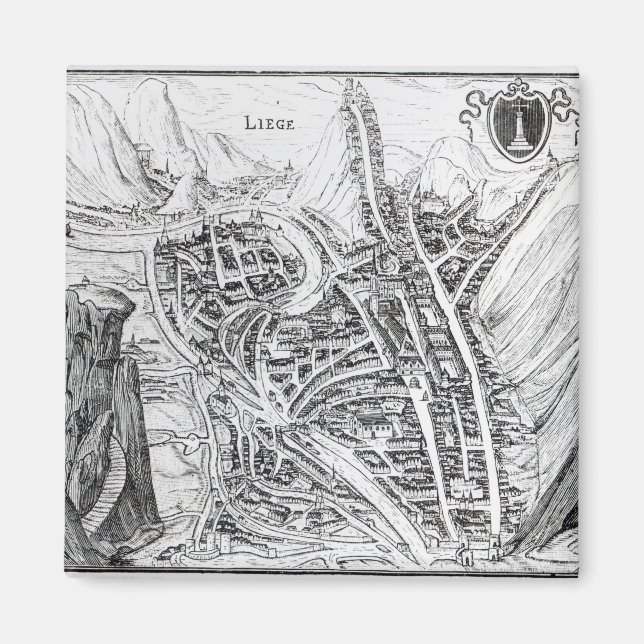Imán Vista de la ciudad de Lieja (Frente)