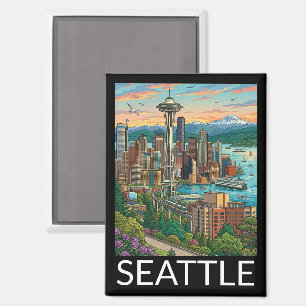 Imán Vista de la ciudad de Seattle, Washington, de viaj