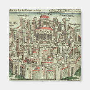 Imán Vista de la ciudad emparedada de Jerusalén que