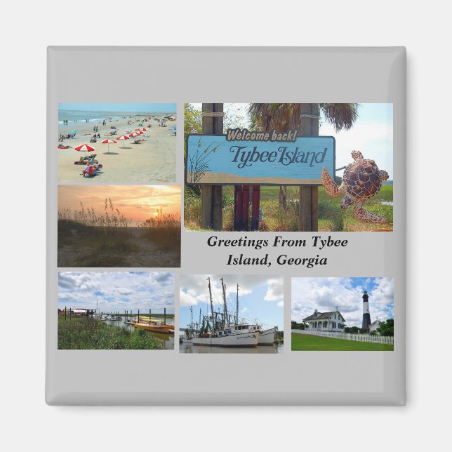 Imán Vista de la isla Tybee, Georgia (Frente)
