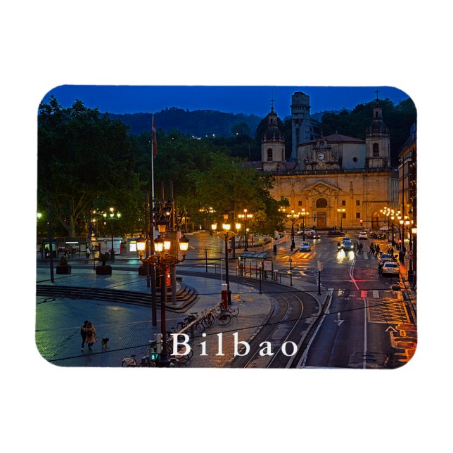 Imán Vista de la noche Bilbao. (Horizontal)