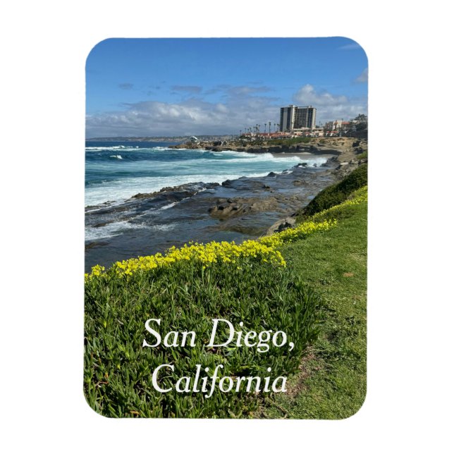 Imán Vista de la playa en San Diego, CA (Vertical)