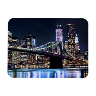 Imán Vista de la reflexión del puente de Brooklyn de