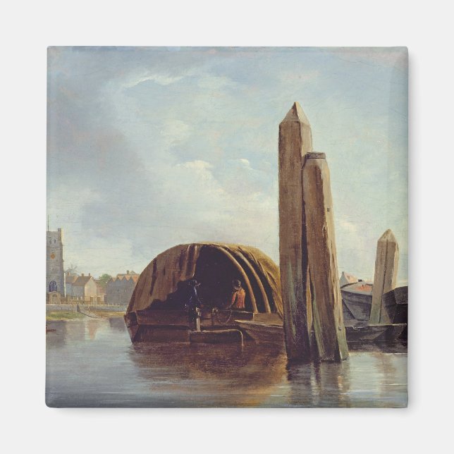 Imán Vista de Lambeth (aceite en el panel) (Frente)
