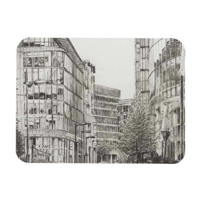 Imán Vista de Manchester Deansgate de cafe.2010 (Horizontal)