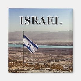 Imán Vista de Masada con bandera israelí