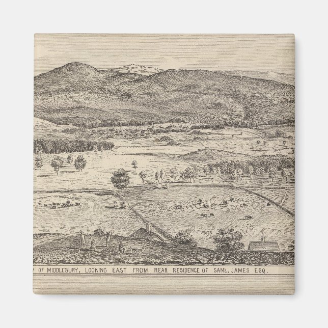 Imán Vista de Middlebury y granja (Frente)