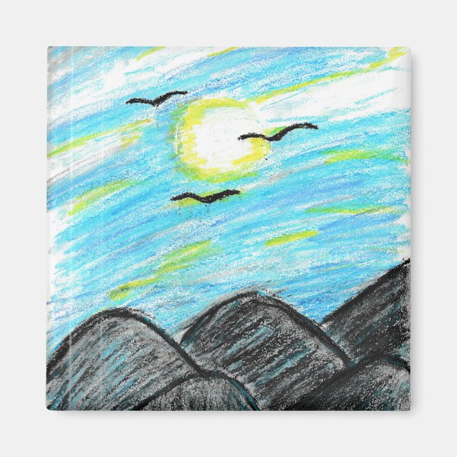 Imán Vista de montaña de bonito (Frente)