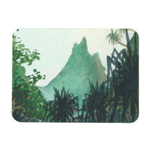 Imán Vista de montaña desde la playa de Kee'e