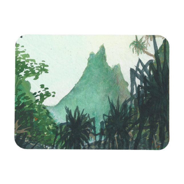Imán Vista de montaña desde la playa de Kee'e (Horizontal)
